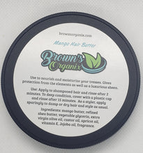 Load image into Gallery viewer, Whipped Mango Hair Butter -Our rich and creamy mango butter is terrific for all natural hair styles. It moisturizes, conditions, and gives protection from the elements while softening and adding a luxurious sheen to your tresses. Eight Ounce Jar. Ingredients - mango butter, refined shea butter, vegetable glycerin, extr…