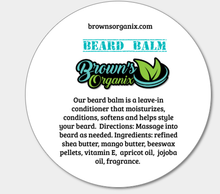 Load image into Gallery viewer, Brown&#39;s Organix Beard Balm - moisturizes, conditions, and helps style your beard
